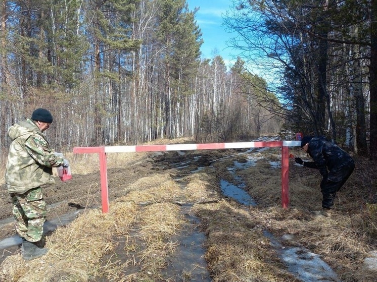 Вдоль Байкальского тракта обновили противопожарные шлагбаумы и баннеры