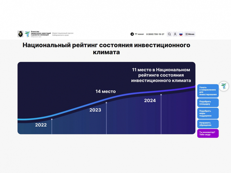 На инвестиционном портале Хабаровского края появились новые обновления