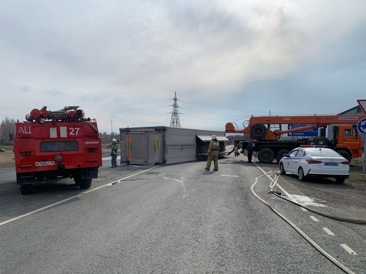 В Шегарском районе Томской области опрокинулся грузовик