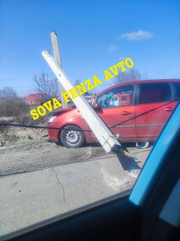 ДТП на въезде в Лебедевку со стороны Пензы: на автомобиль упал столб