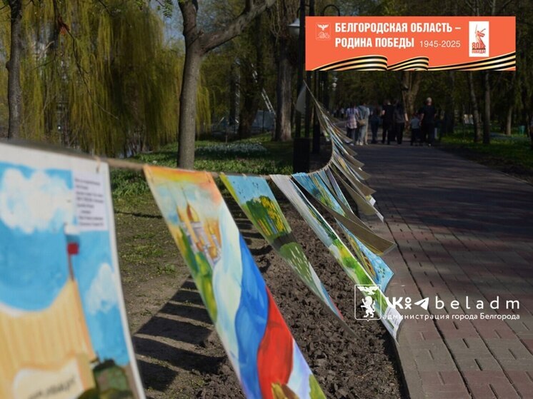 «Родные просторы»: парк Победы Белгорода украсили патриотическими рисунками детей