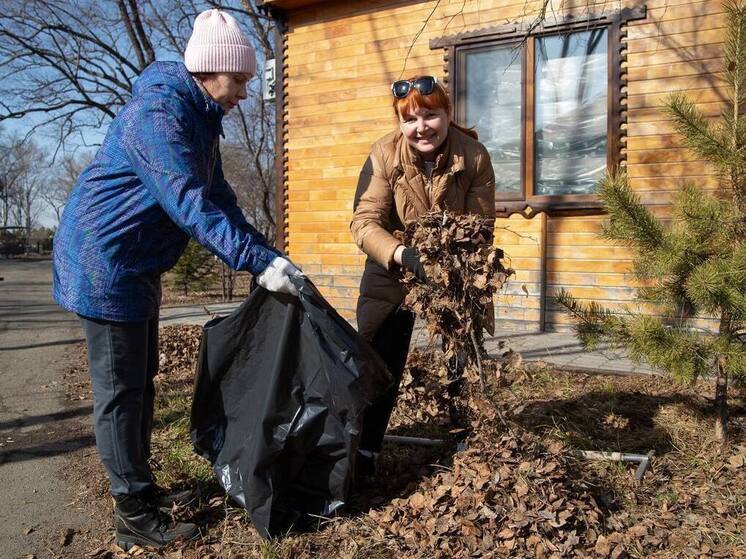 В рамках благовещенского субботника очистили территорию лагеря Ю. А. Гагарина