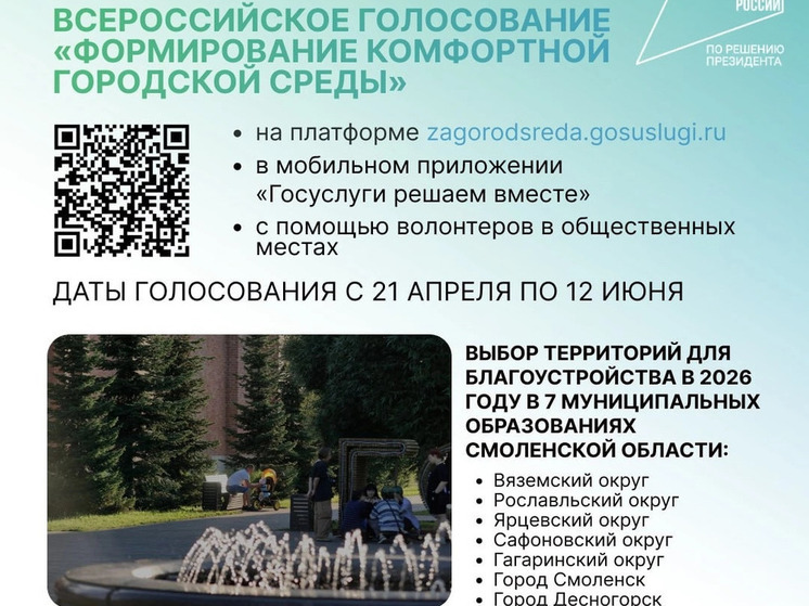 Смоляне снова выберут площадки для благоустройства