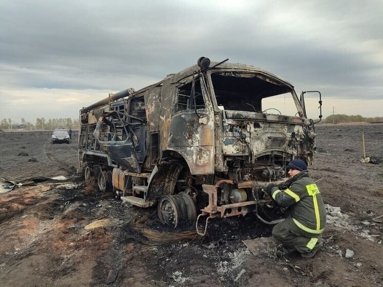 Под Тамбовом из-за пала травы пострадали двое сотрудников МЧС и сгорела пожарная машина