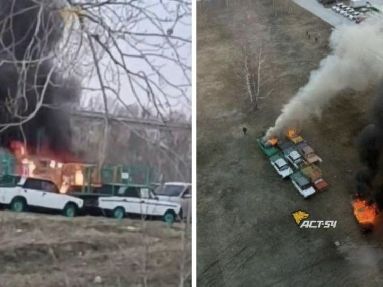 Несколько автомобилей вспыхнули в Новосибирске