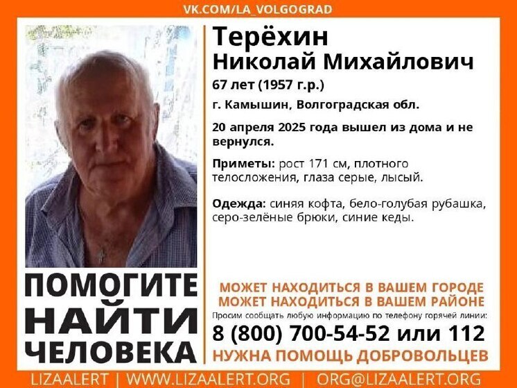 В Волгоградской области трое суток ищут пропавшего 67-летнего мужчину