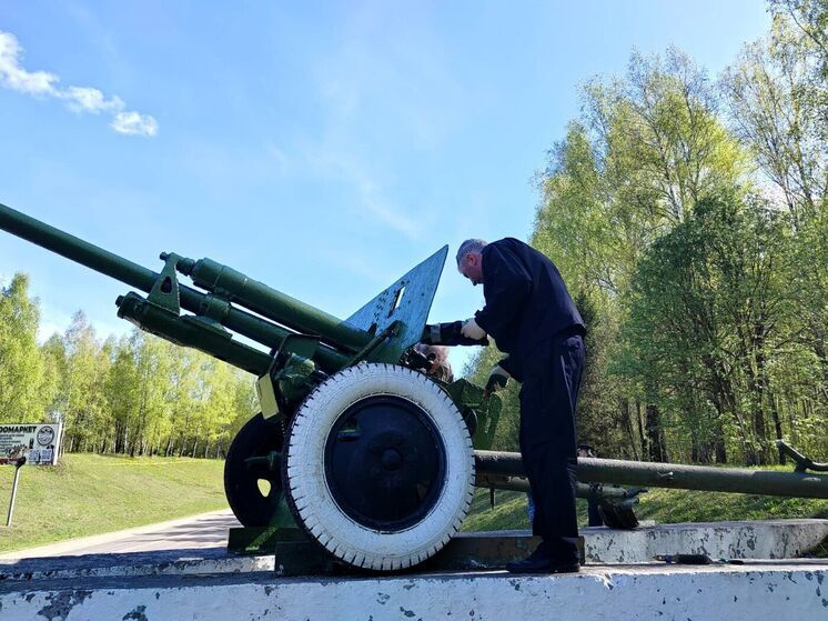 Смоленские судебные приставы благоустроили мемориал с пушкой на Краснинском шоссе