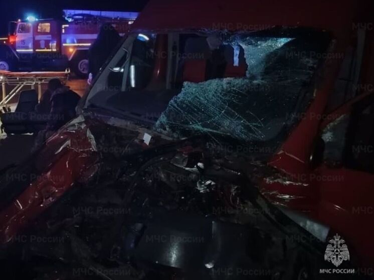 Тягач и микроавтобус столкнулись на трассе в Медынском районе