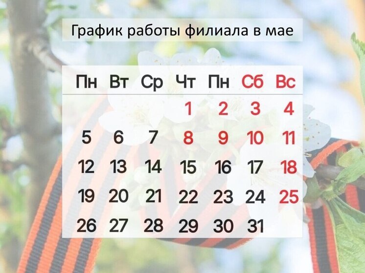 Режим работы филиала фонда «Защитники Отечества» в майские праздники