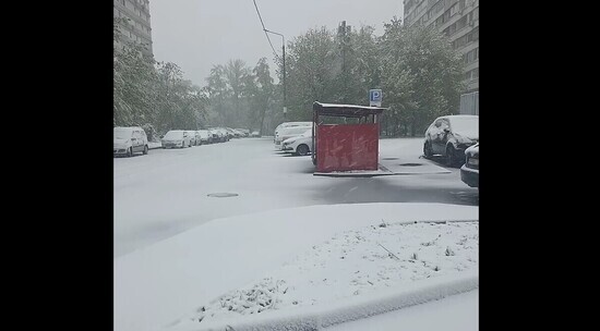 Москву накрыл аномальный майский снегопад: видео