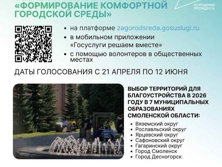 Более 44 тысяч смолян уже отдали свои голоса за общественные территории для благоустройства