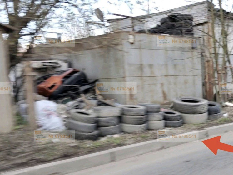 Горы из автомобильных покрышек выросли в Невском районе