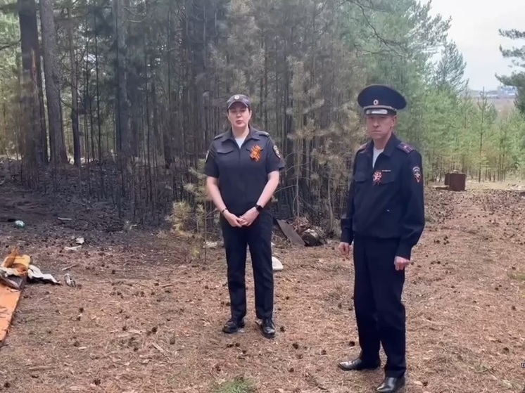 В Чунском районе полицейские тушили лесной пожар