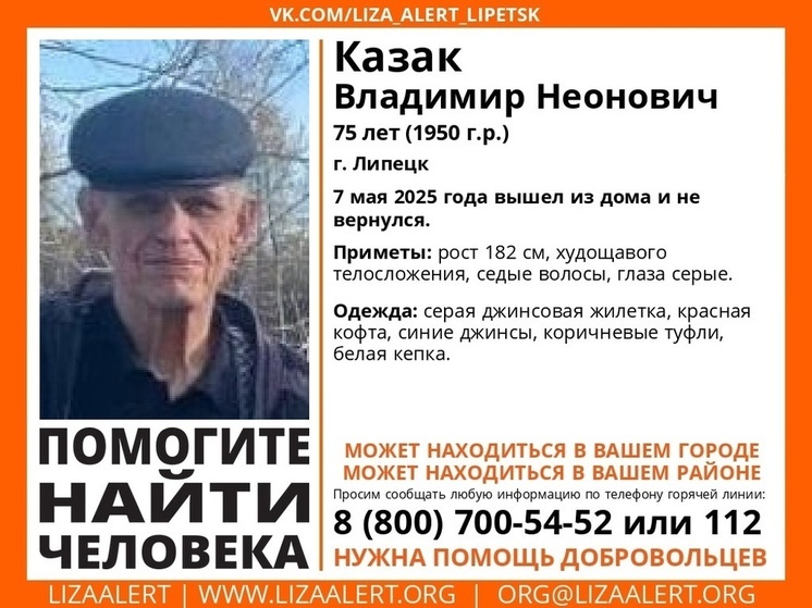 В Липецке начались поиски пенсионера в красной кофте