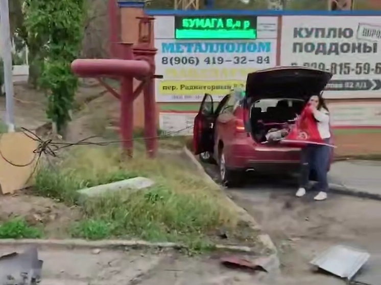 В Ростове на Вавилова девушка на авто снесла светофор и врезалась в стену