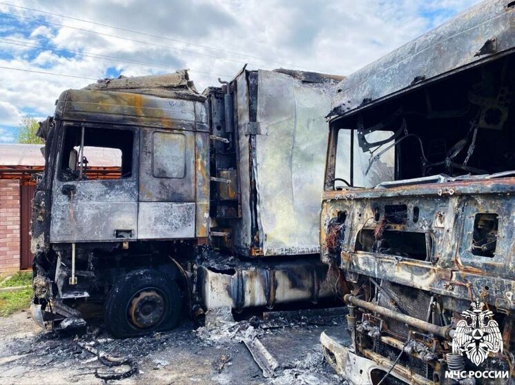 В Тихвинке под Смоленском сгорели два седельных тягача DAF