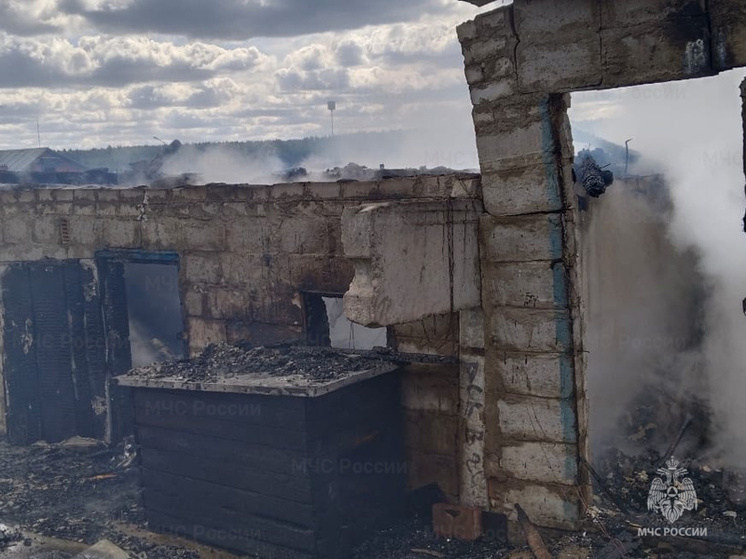 В деревне Кривское под Боровском в огне оказалась хозпостройка