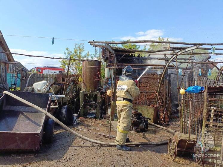 Курские огнеборцы потушили пожар в деревне Сергеевка