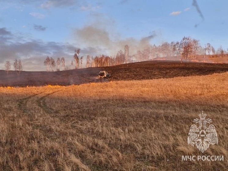 В майские выходные степной пожар вспыхнул из-за горящей иномарки