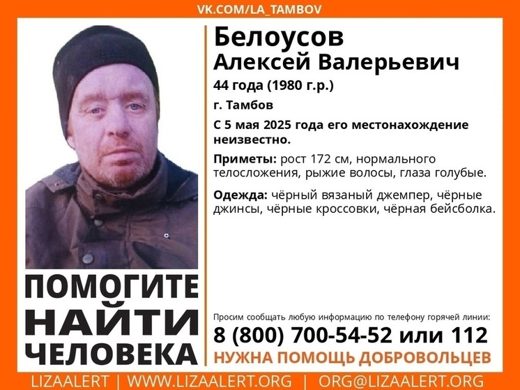 В Тамбовской области идут поиски пропавшего Алексея Белоусова