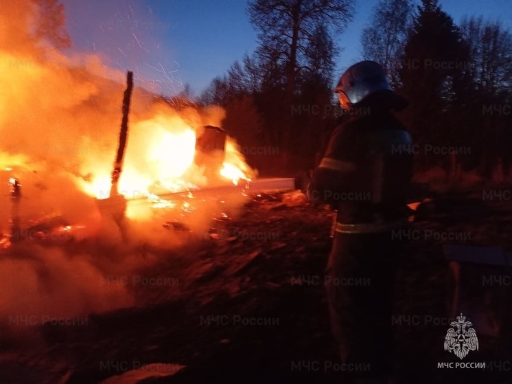 Дачный дом сгорел ночью в Тарусском районе
