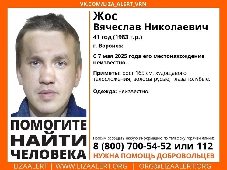 В Воронеже начались поиски пропавшего без вести 41-летнего Вячеслава