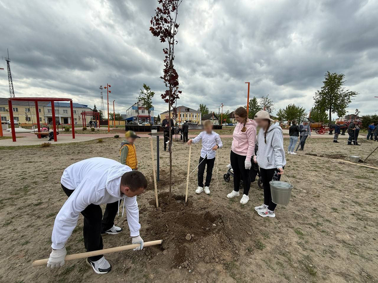 В калужском Кирове многодетные семьи посадили аллею