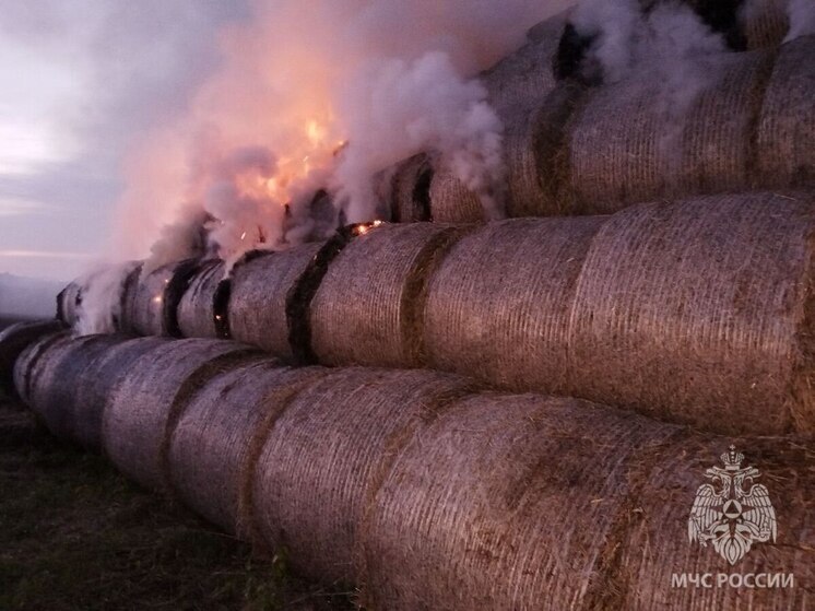 В Ярославской области произошло масштабное возгорание тюков с соломой