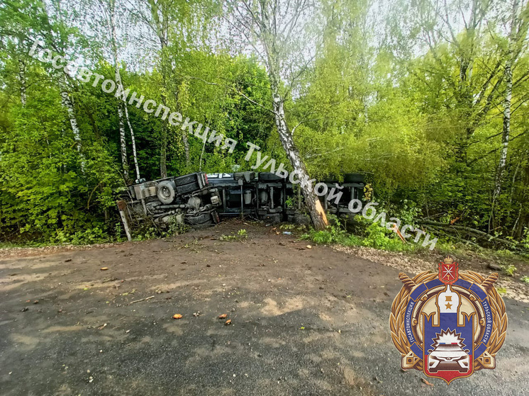 Водитель фуры SITRAK улетел в кювет под Тулой и попал в больницу