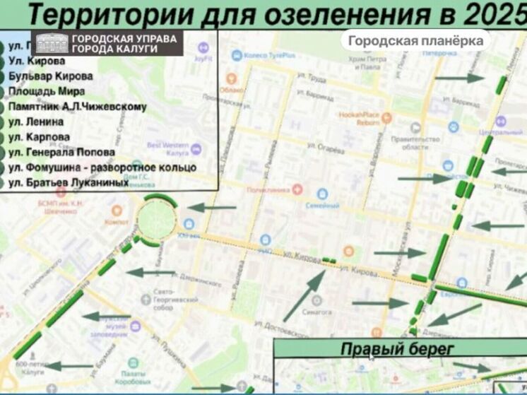 В рамках озеленения в Калуге отремонтируют транзитные зоны