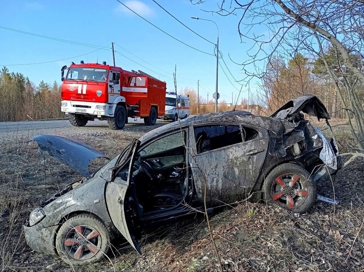 В Апатитах в результате съезда автомобиля в кювет пострадал один человек
