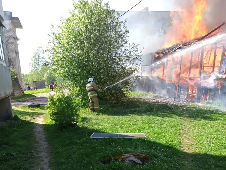 В Маловишерском округе горели сараи на площади 400 квадратных метров