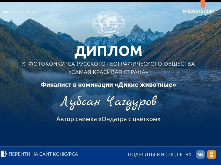 Ондатра с цветком от фотографа Бурятии вышла в финал конкурса