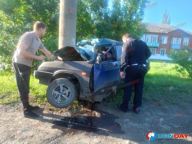В Шахтах два человека скончались после того, как автомобиль врезался в столб