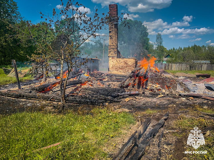 В Сафоновском Издешкове сгорел дачный дом