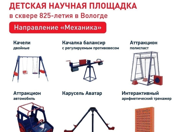 В июне начнут строить научную детскую площадку в сквере 825-летия Вологды