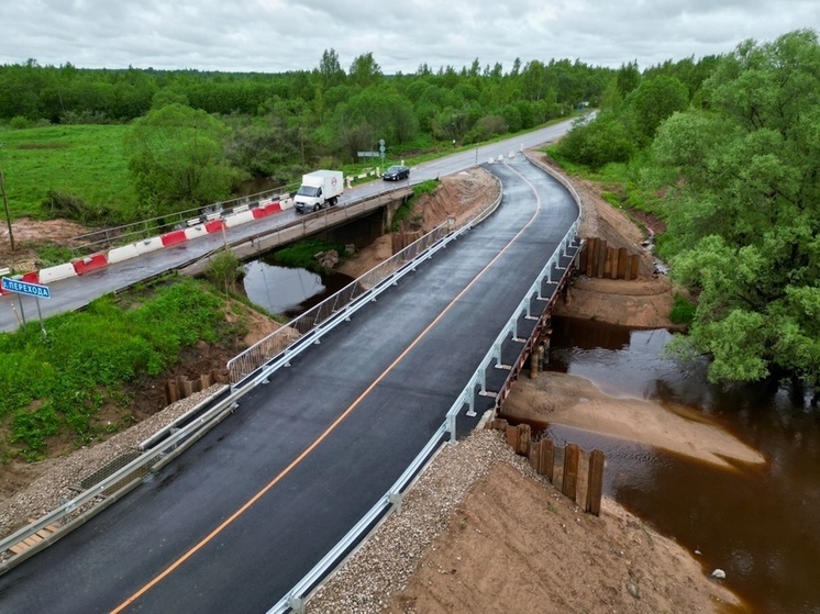 В Старорусском округе построили временный мост через реку Перехода