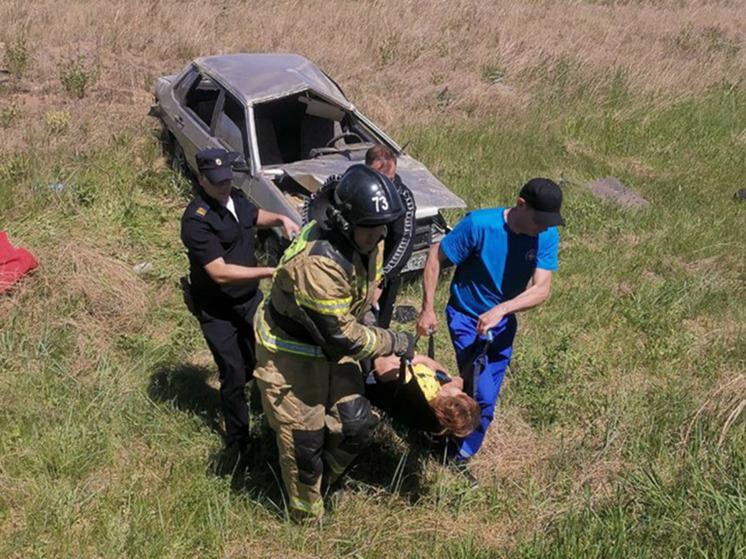 В Алтайском крае автомобиль слетел с трассы. Пострадали водитель и пассажир