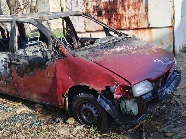 В Оленегорске сгорел автомобиль Nissan Prairie