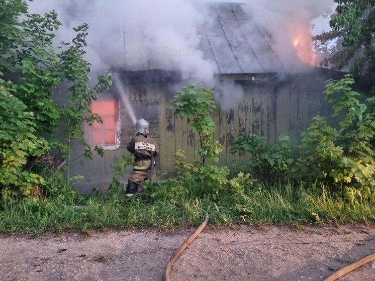 В Козельске огонь уничтожил старую избу
