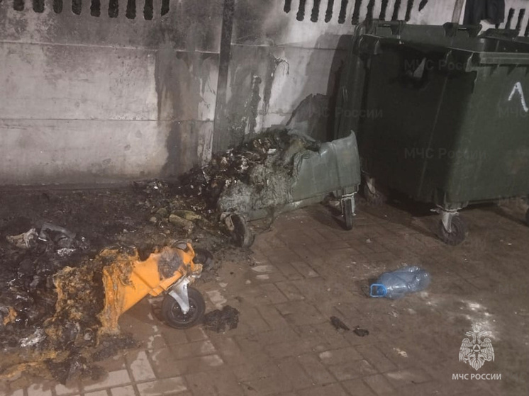 В Калуге расплавился мусорный контейнер