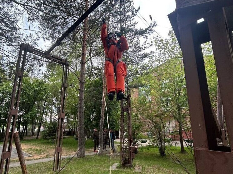 Парашютисты-пожарные Иркутска тренировались спускаться с деревьев