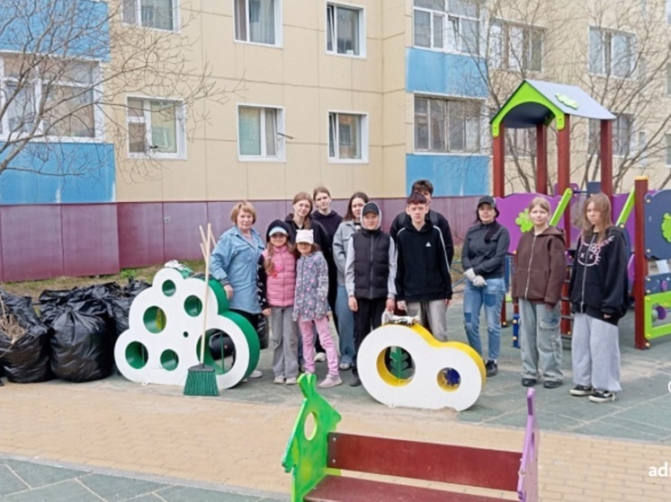 На Первомайской в Нарьян-Маре убрали территорию вокруг домов