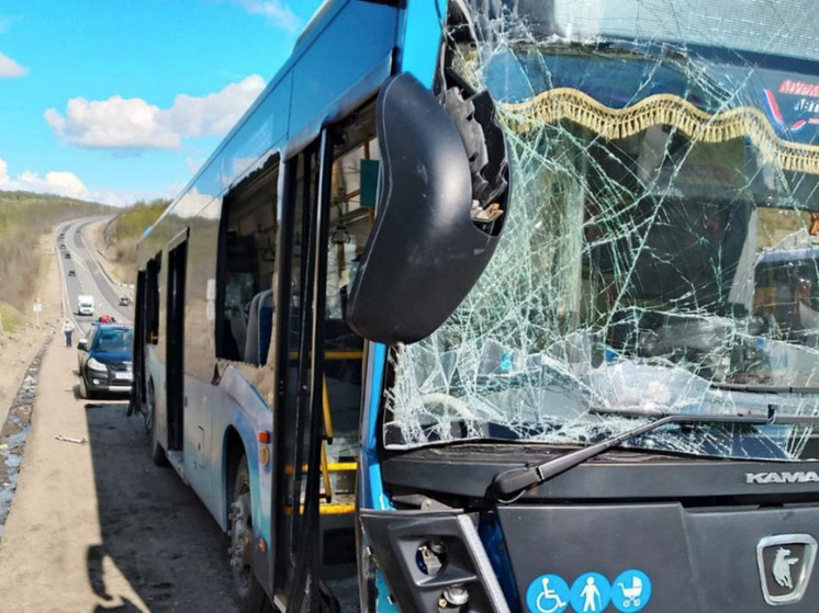 Автобус с пассажирами влетел в отбойник под Североморском