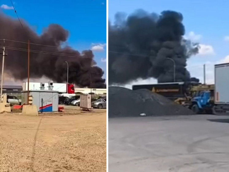 Черный дым окутал предприятие в районе села Толмачёво