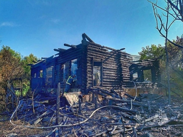 Заброшенный дом дотла сгорел в Кургане