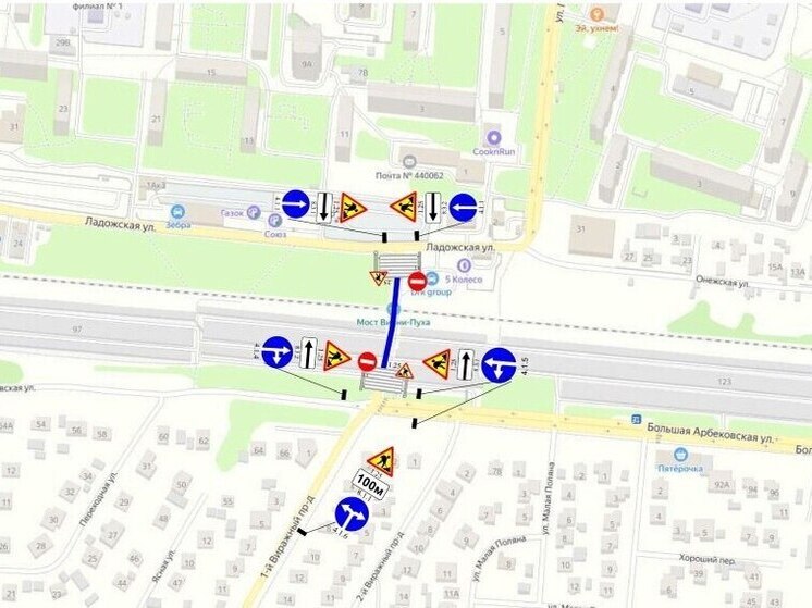 Внимание водителей: 10 июня будет перекрыто движение под ж/д мостом в Арбеково в Пензе