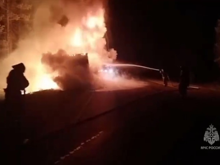 Вспыхнувший большегруз потушили в Кургане