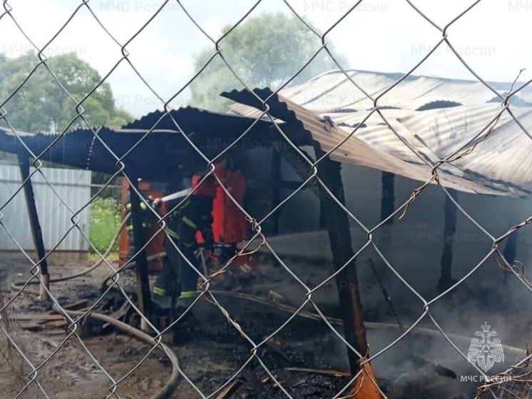 В Тарусском районе дотла сгорела хозпостройка