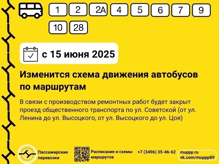 Автобусы Ноябрьска поехали по новым схемам из-за перекрытой дороги